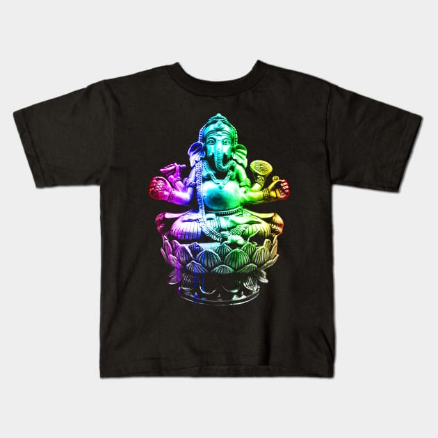 Ganesh in Rainbow Colors Kids T-Shirt by robotface